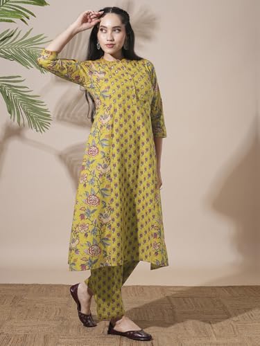 Image of Globus Women Kurta Set (GS572443 Green S)