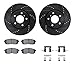 Dynamic Friction Company Front Brake Rotors-Drilled and Slotted-Black with 5000 Euro Ceramic Brake Pads includes Hardware 8612-68000