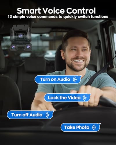 Image of 4K Dash Cam 360 View,4 Channel Front and Rear Dash Camera for Cars,Built-in 5GHz Wi-Fi GPS, Voice Control, Free 128G Card,Night Vision,24H Parking Mode,G-Sensor