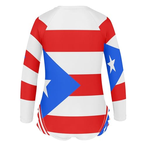 Image of Baby Girl Bathing Suit Long Sleeve UPF 50+ One Piece Toddler Swimsuit