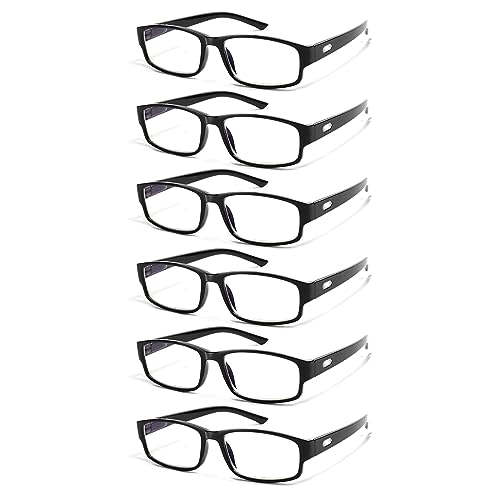 COJWIS 6 Pack Lesebrille für Herren Damen Blaulichtfilter Brillen Anti Blaulicht PC Gaming Modebrille Sehhilfe Lesehilfe (6 BLACK, 2.50, multiplier_x)