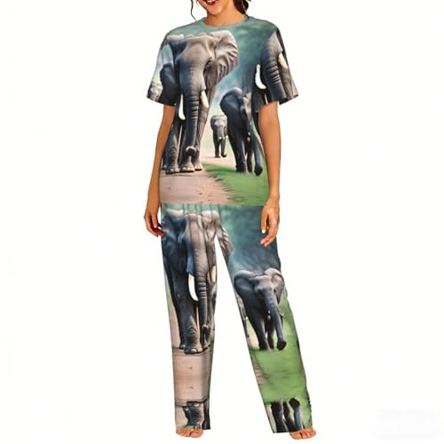 Pyjama doux éléphants contre insomnies ensemble nuit thermorégulateur