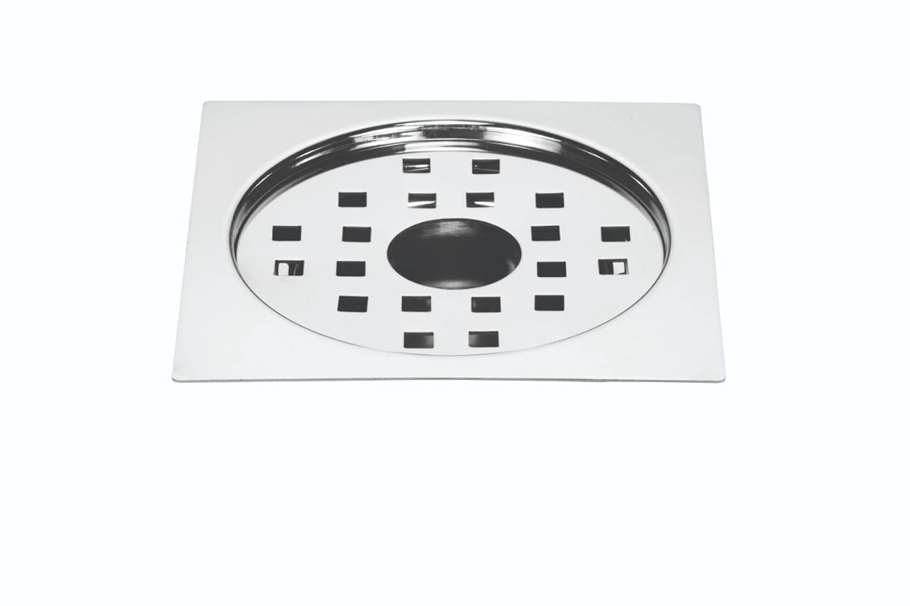 CHILLY-S Square Flat Cut Floor Drain Cover – Stainless Steel with Lock Function, Ultra Gypsy Design and Hole for Kitchens, Bathrooms, and Open Areas (5 Inches)