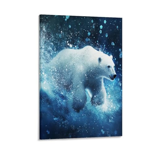 Ours polaire murale tableau haute définition en toile tendue pour chambre