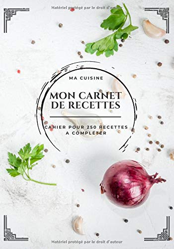 Télécharger MA CUISINE - MON CARNET DE RECETTES: CAHIER DE 250 RECETTES A COMPLETER - 2 pages par recettes - 513 Francais PDF