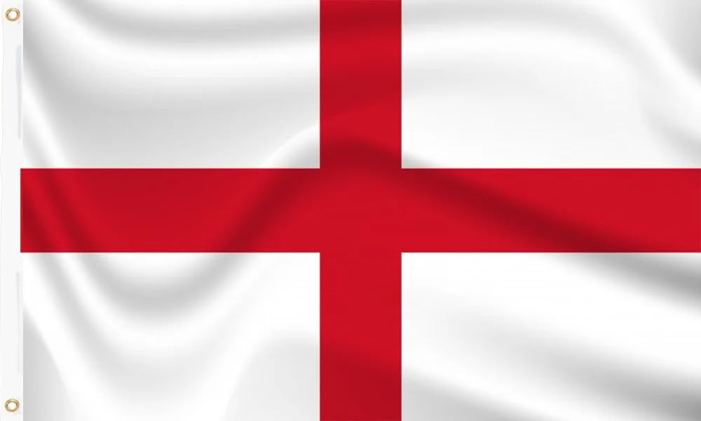 England Flag St George's Cross, 150 x 90 cm, Double-Sided Polyester with Brass Eyelets, Red and White (St George's Cross)