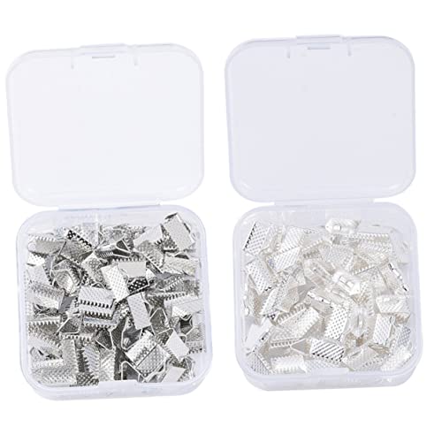 Veemoon 100pcs Jewelry Connector Components 10mm Leather Crimp Ends DIY Cord Ends Fasteners Clasps for DIY Jewelry Making