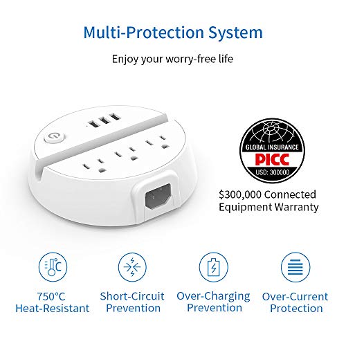 Nightstand Power Strip With Usb - Ntonpower 3 Outlets 3 Usb Desktop Charging Station, 5Ft Extension Cord With Switch Control And Phone/Tablet Holder For Home, Cruise Ship, Hotel And Office (White) #TOP4