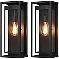 Slypadan 19" Outdoor Wall Lights, 2 Pack Large Size Matte Black Outdoor Sconce Lights with Clear Glass Shade, Waterproof Porch Lighting Exterior Light Fixture for Front Door, Garage