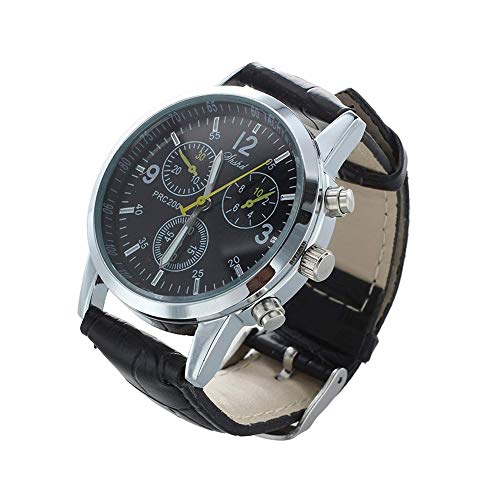 cdkj Hombres Estilo Simple vigilancia de Negocios exquiiste Mini de Reloj de Cuarzo de Cuero Reloj de Pulsera Portátil para Regalo de Festival