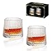 Sthrucrack Bicchieri da whisky rotanti a decompressione - Set di bicchieri da bar in stile antico da 2 per bourbon, scotch, rum (2 confezioni a scacchi, 180 ml (6 oz))