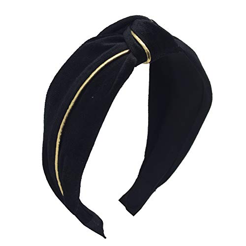 1Pcs Velvet Headbands for Women Knotted Headbands Turban Headbands for Women Wide Headbands for Women Twisted with Cloth Wrapped Headbands for Women Headwear Barrette Styling Tools Accessories,Black
