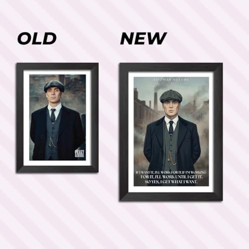 Image of TenorArts Peaky Blinders Movie Posters Thomas Shelby Vector Art Photo Frame Painting With Dark Wooden Texture (12inches x 9inches)