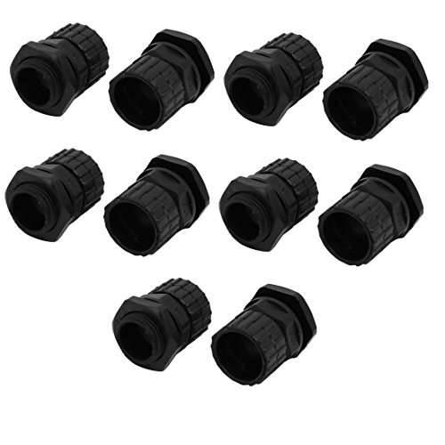 Aexit 10 Pcs Transmission 19.5mm Dia M20x1.5mm Thread Plastic Cable Gland Anti-splashing Black
