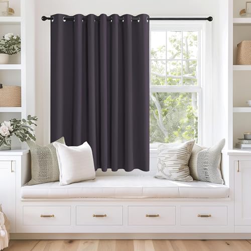 NICETOWN Blackout Curtains 63 inches Long for Living Room Bedroom, Grommet Thermal Insulated Room Divider Drape Window Treatment for Sliding Patio Door, W100 x L63, 1 Panel, Greyish Purple
