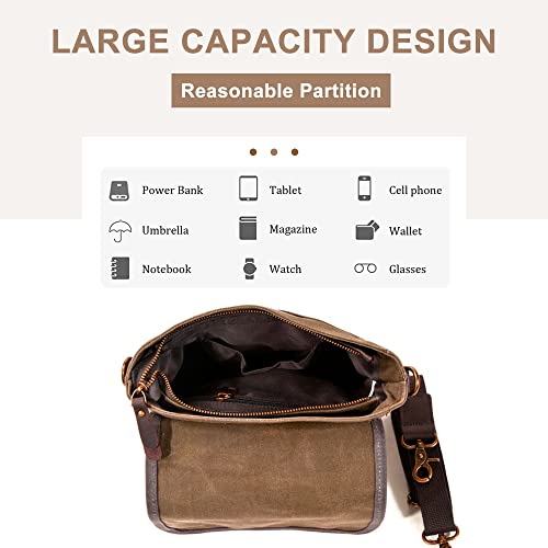 Casual Crossbody Shoulder Bag for Men, Waxed Canvas Messenger Bag Vintage Satchel Bag for Adjustable Shoulder Strap4