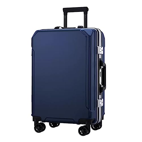 Suitcase Luggage with Spinner Wheels, Aluminum Frame Trolley Case, Dual Charging Ports, Combination Lock, 20in/22in/24in/26in Carry On,Black-20 in (Dark Blue 26 in)