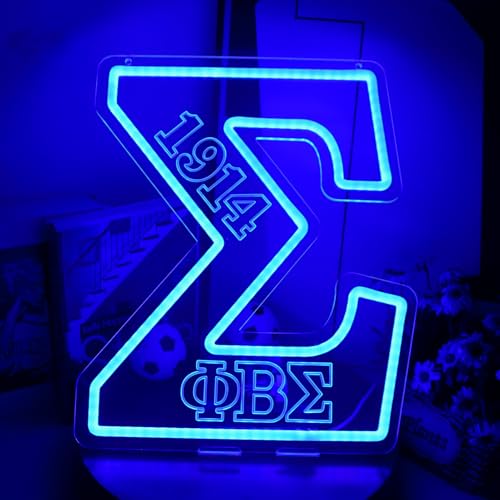 Image of ΦBΣ Fraternity Neon Signs Dimmable 1914 Sigma Greek LED Neon Lights for Wall Decor, Sigma Fraternity Neon Lights with USB Power Paraphernalia LED Signs for Birthday Party Decor