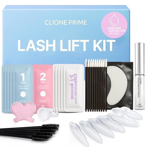 CLIONE PRIME Korean Lash Lift Kit - 5 Sets Eyelash Curling Perm with Upgraded Glue, Easy for Beginner & Professional, Semi Permanent Perming Wave Suitable For Salon, Blue