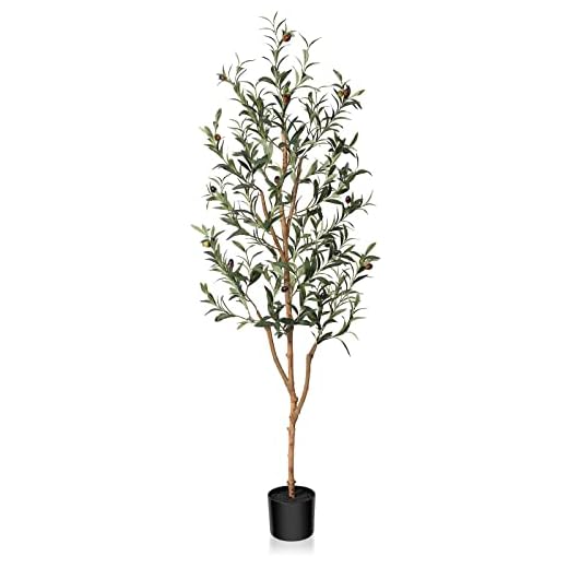 Kazeila Plantas Artificiales Decorativas 150cm Planta Olivo Artificial Grande Realista Arbol Artificial de Decoración Interior del Hogar Casa Oficina(1PACK)