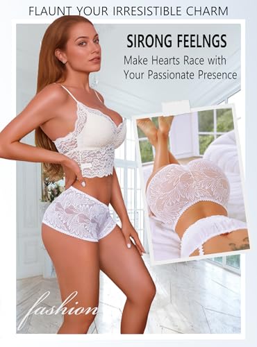 Sth Big Sexy Underwear for Women Petal-soft Lace V-waisted Boy Shorts Cute Cheeky Ladies Panties Fashion Lightweight Lingerie 6 pack — view 2