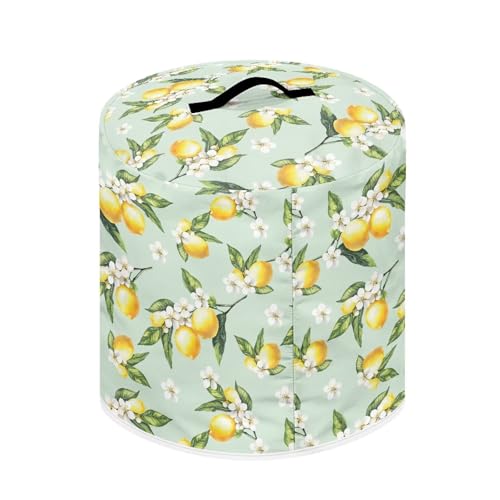 Image of 3-Quart Air Fryer & Rice Cooker Cover - Lemon Design Dust Protector | Handles & Accessory Pockets | Fits Round /Rectangular Appliances | Kitchen Decor