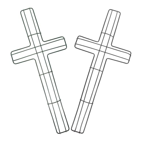 Cabilock 2pcs Cross Shaped Metal Wreath Frame for Floral Creations Wire Wreath Form for Garden Church Holiday Decorations