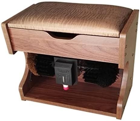 Electric Shoe Polisher, Fully Automatic Induction Shoe Polish with Two Brushes & Storage Box, Ideal for Home & Commercial Use (Red Oak)(Walnut)