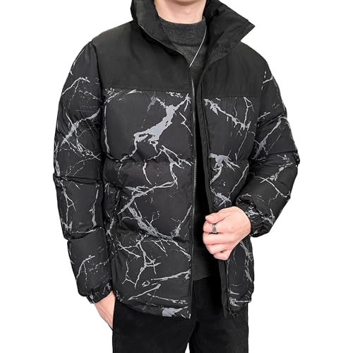 Veste en duvet coupe-vent homme contre le froid col montant zippé
