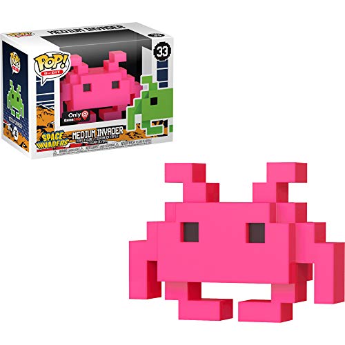 Funko Medium Invader - Pink (Gamestop Exc) Pop 8-Bit Vinyl Figure &Amp; 1 Compatible Graphic Protector Bundle (30606 - B)