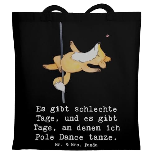 Mr. & Mrs. Panda Shopping Tasche Fuchs Poledance - Geschenk Pole Dance Tanz Jutebeutel Tanzen Tote Bag Laptoptasche Stoffbeutel Schultasche