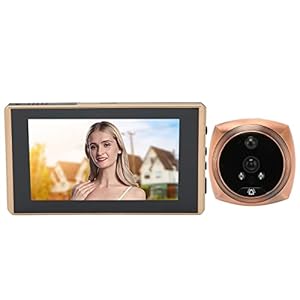 1080P Peephole Camera, 4.5 Inch Screen Peep Hole Camera, Night Vision Human Body Detection Smart Digital Doorbell (Gold)