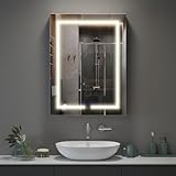 Luxstein Armario con Espejo para Baño con Iluminación LED,Blanco