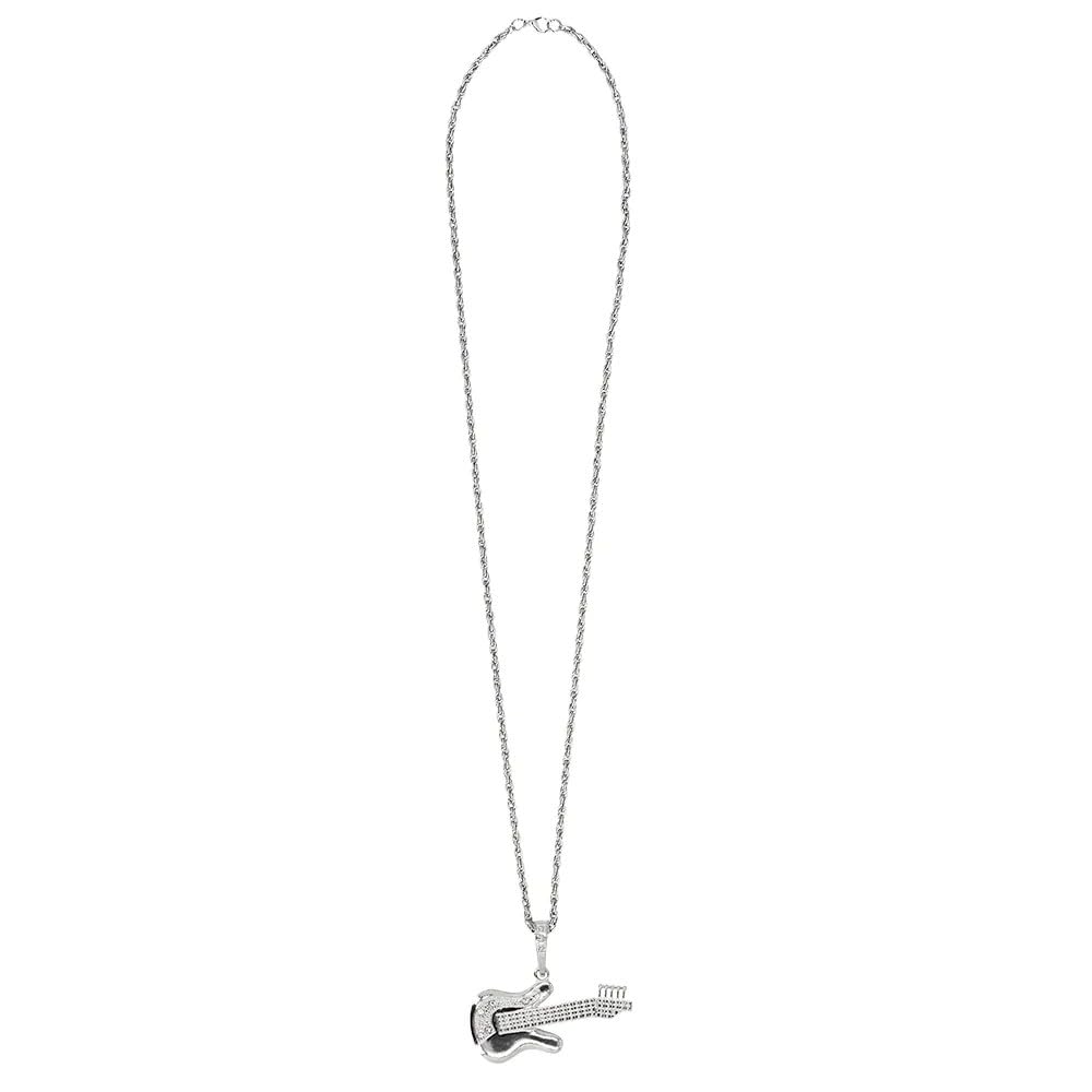 Boland 64567 Necklace with Guitar, 74 cm, Chain with Pendant, Silver, Fashion Jewellery, Accessories for Costumes, Carnival, Theme Party