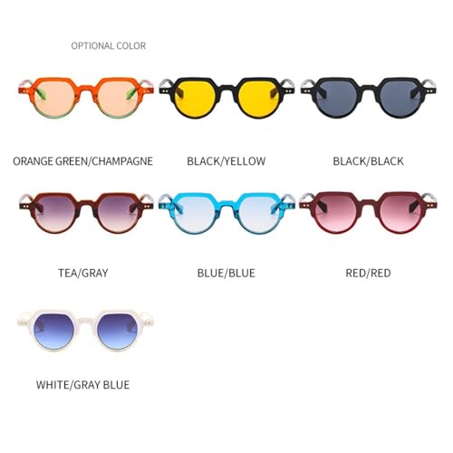 Fashion Sunglasses Women Retro Round Clear Lens Shades Uv400 Men Rivets Punk Sun Glasses3