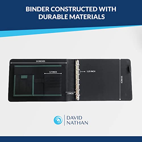 Leather 7 Ring Business Checkbook Binder 2 Inch Wide - 3 On A Page - 600 Checks Capacity Portfolio For Record Keeping By David Nathan (Dark Green) #TOP1