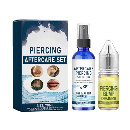 Ninnyi Piercing Bump Solution Care Kit 60ml Piercing Aftercare Solution 60ml and 10ml Piercing Repair Solution Gentle Cleaning of Pierced Ears