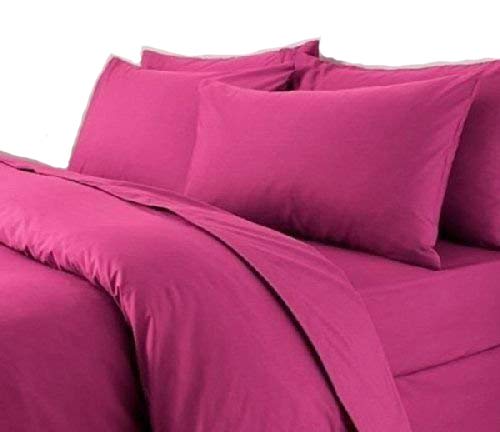 AR Textile Premium Quality Luxury Plain Dyed Poly Cotton Duvet/Quilt Cover in Single,Double,King, Super king Size, Non Iron, Easy Care Duvet Cover (Fuchsia, King)
