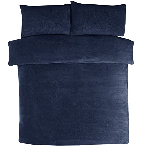 Sleepdown – Parure de lit en polaire cosy avec housse de couette et taies d'oreiller, couleur vin