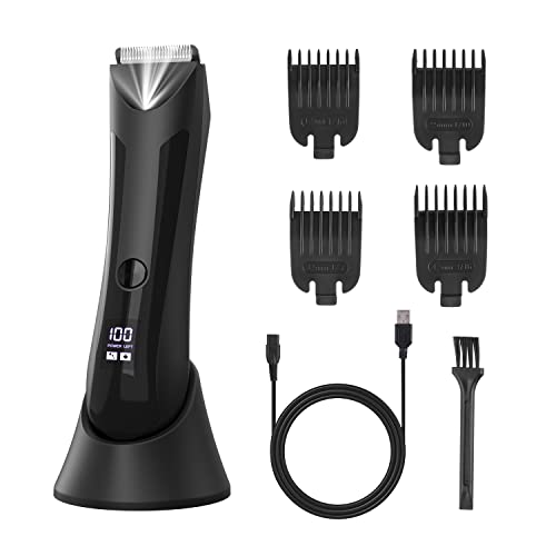Electric Body Hair Trimmer Kit, Electric Shaver for Men, Hair Clippers Rechargeable Cordless Body Hair Groomer with Four Guide Combs for Body Hair, Ball and Groin Area