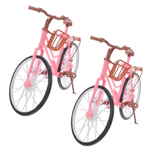 Milisten Adorno Creativo De Bicicleta Rosa para Habitación, 2 Piezas, Material Plástico Seguro y Duradero, Decoración para Escritorio y Vinoteca, Accesorio Estético para Hogar y Oficina