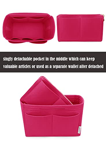 Image of LEXSION Felt Purse Bag Organizer Insert with zipper Bag Tote Shaper Fit Speedy Neverful PM MM, 1-Rosy, Large