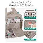BAGSMART Travel Toiletry Bag, Crush Toiletry Bag for Women, Wide-open Puffy Toiletry Bags for Traveling, Large Travel Cosmetic Makeup Bag Organizer for Accessories,Toiletrie, Grayish Brown - Image 3