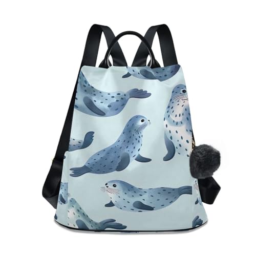 Mochila antirrobo para mujer con cremallera trasera oculta bolsa Seal Blue