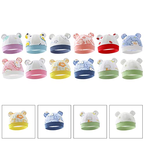 Baby Bear Ear Turban Hat for Newborn Boys Girl 0-6M Soft Breathable Baby Hat Headdress Hospital Hat2