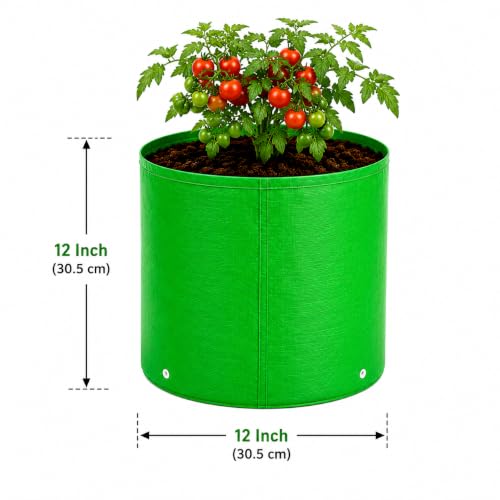 Image of Grow Bags for Terrace Gardening, Premium HDPE Green-Orange Large Planters for Fruit Trees, Vegetables, Flowers & Home Garden Pack of 1(12x12)