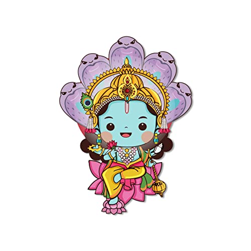 Image of Bhai Please Lord Vishnu Wooden Fridge Magnet | Vishnu Gift | Devotional Magnet | Hindu Gods Fridge Magnet | Spiritual Home Decor | Pooja Room Gift | Divine Magnet