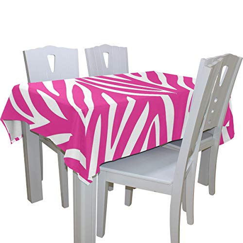 Lorvies Rectangle Pink Zebra Print Tablecloth For Wedding Party Holidays Washable Polyester Table Cloth Cover, 54 X 54 Inch #TOP3