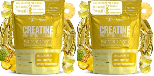 Image of WELLNESS LABSRX Creatine Gummies for Women & Men, Creatine Monohydrate Gummies, Pineapple (Pack of 2)