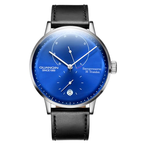 Guanqin Montre-bracelet mécanique vintage à remontage automatique en cristal saphir avec...